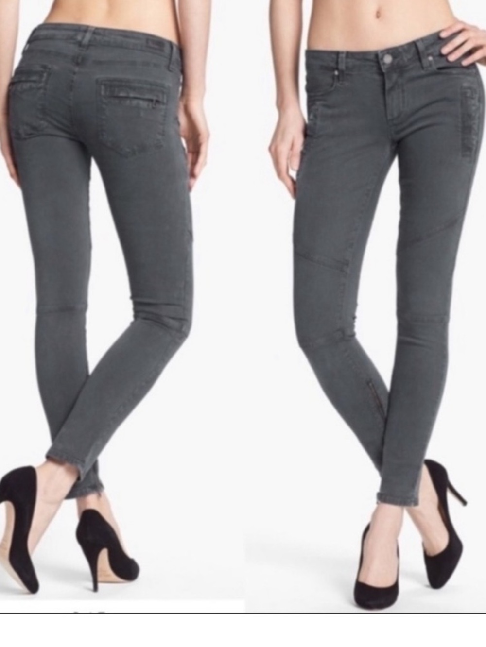 PAIGE Moto Black Current Skinny Jeans Size 30 EUC